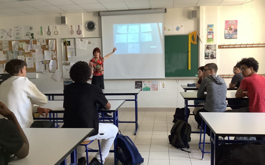 Dorthe Landschulz, dessinatrice de presse et caricaturiste, rencontre les élèves de seconde logistique